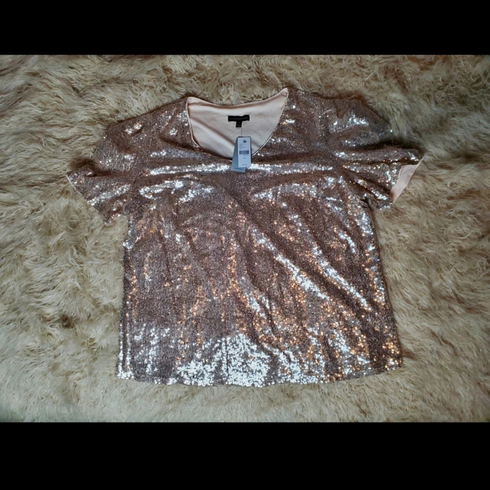 Lane Bryant Plus Size Gold Sequin Top